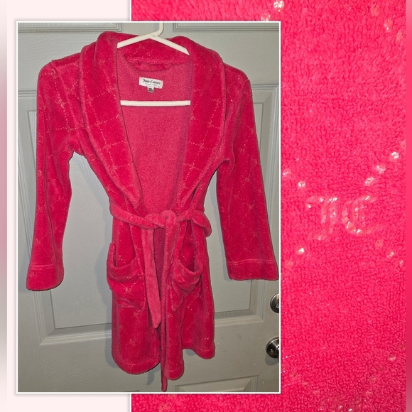 Juicy Couture Hot Pink w/ Gold All Over Print JC Logo Childs Girls Youth 6 6X S - Picture 1 of 8